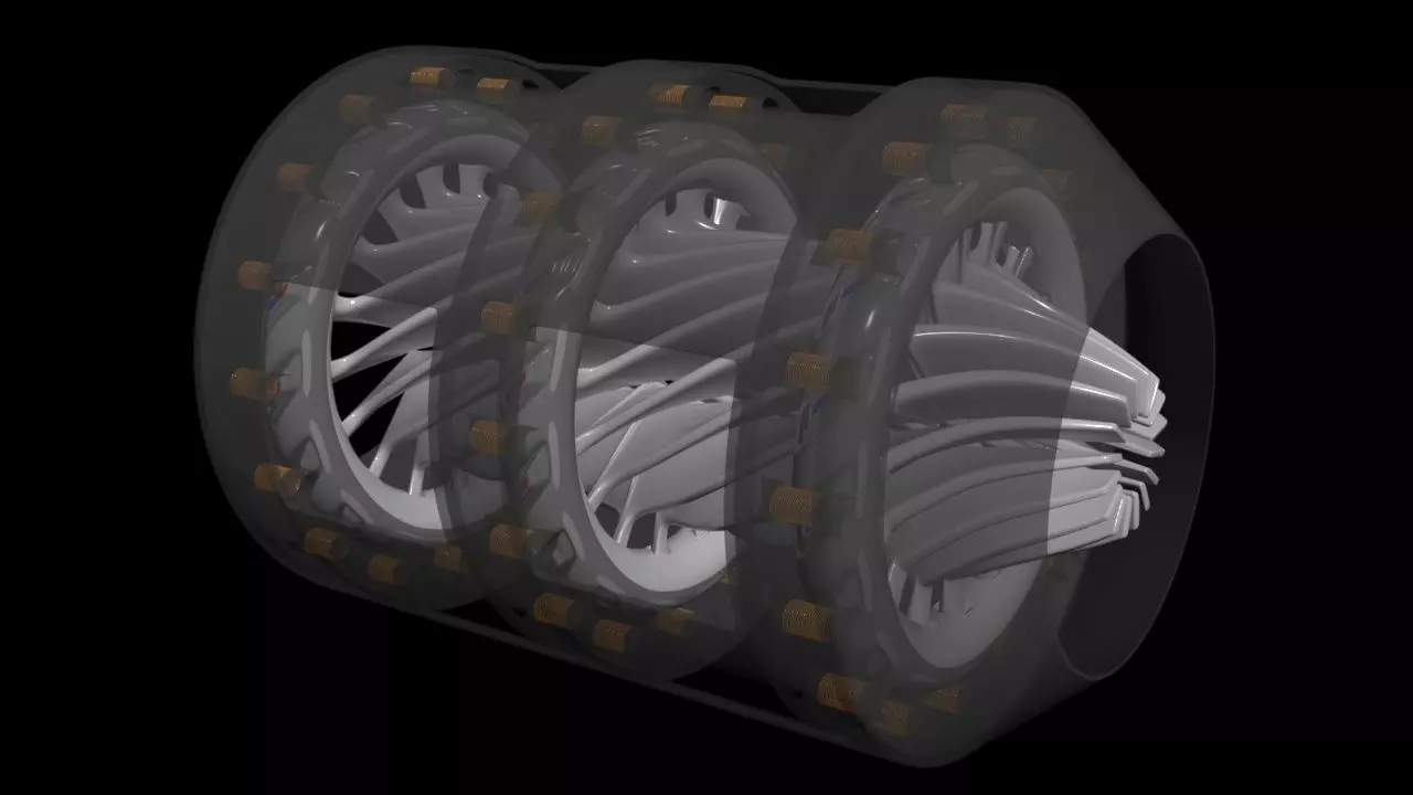 Triple Rim Driven Electric Thrusters - Concept 3D print model_1