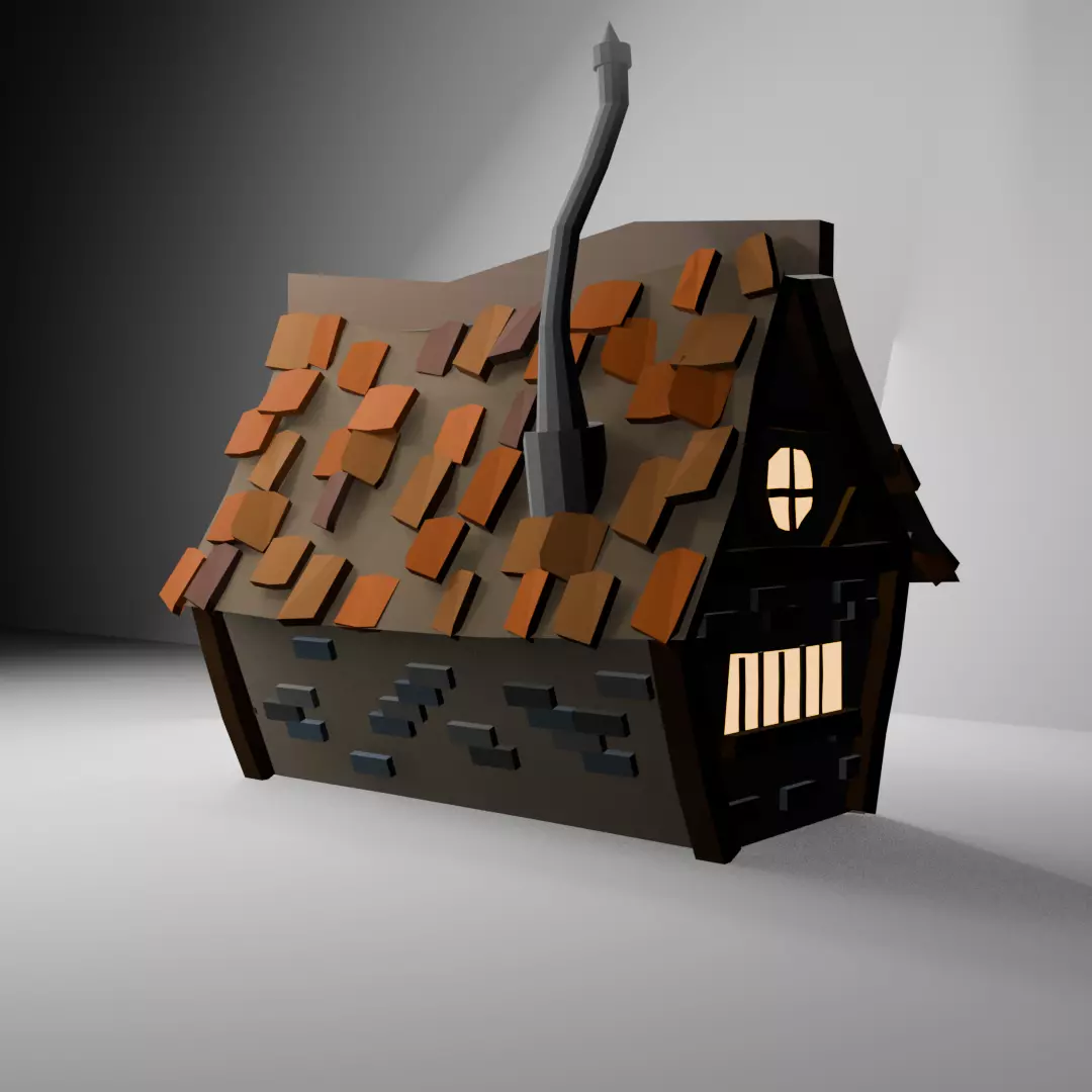 Low Poly House  Low-poly 3D model_2
