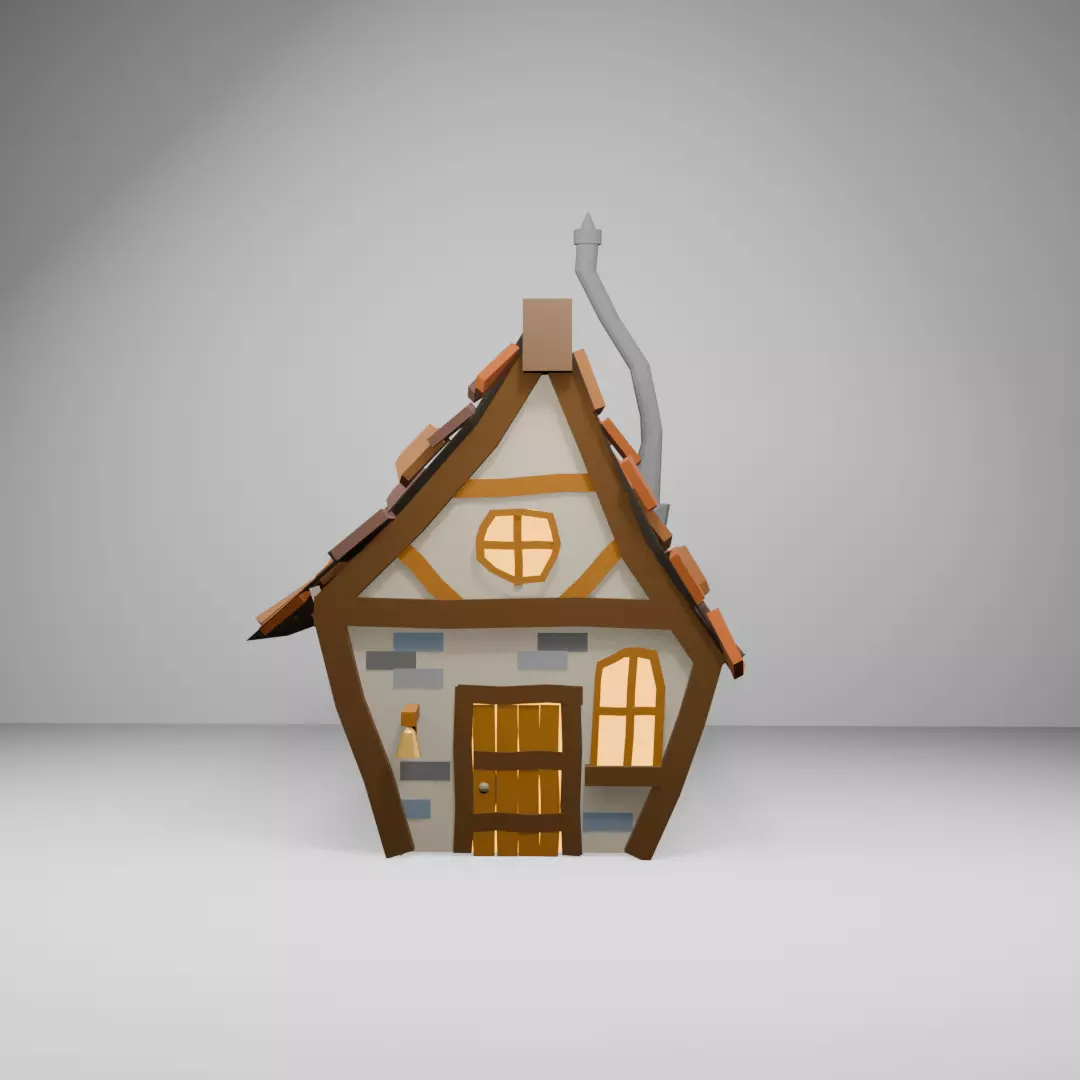 Low Poly House  Low-poly 3D model_0