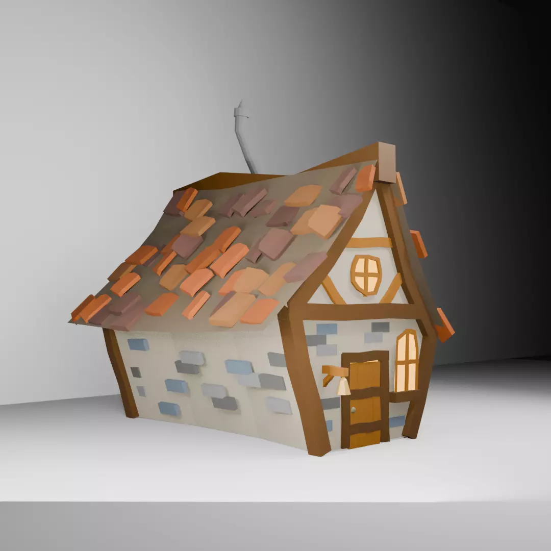 Low Poly House  Low-poly 3D model_1