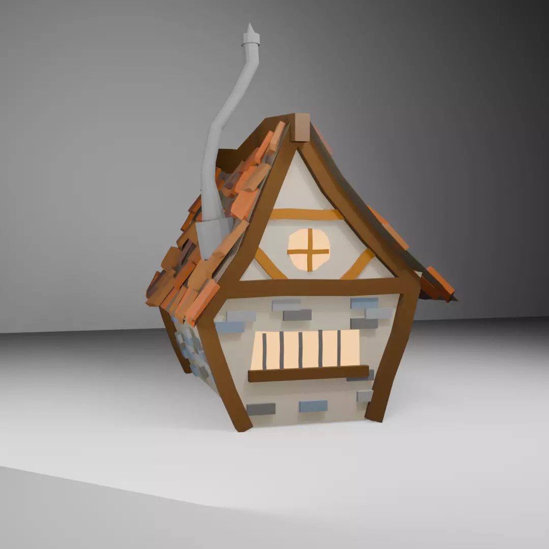 Low Poly House  Low-poly 3D model_3