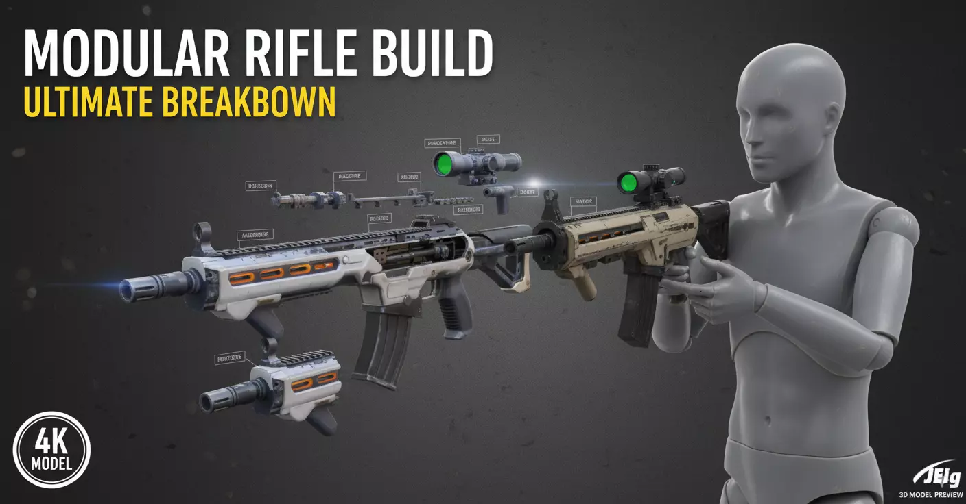 low - poly  sci- fi gun Low-poly 3D model_3