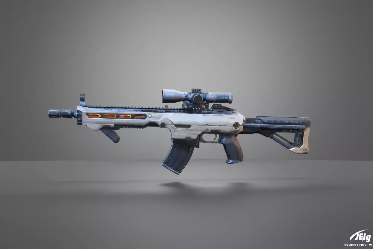 low - poly  sci- fi gun Low-poly 3D model_0