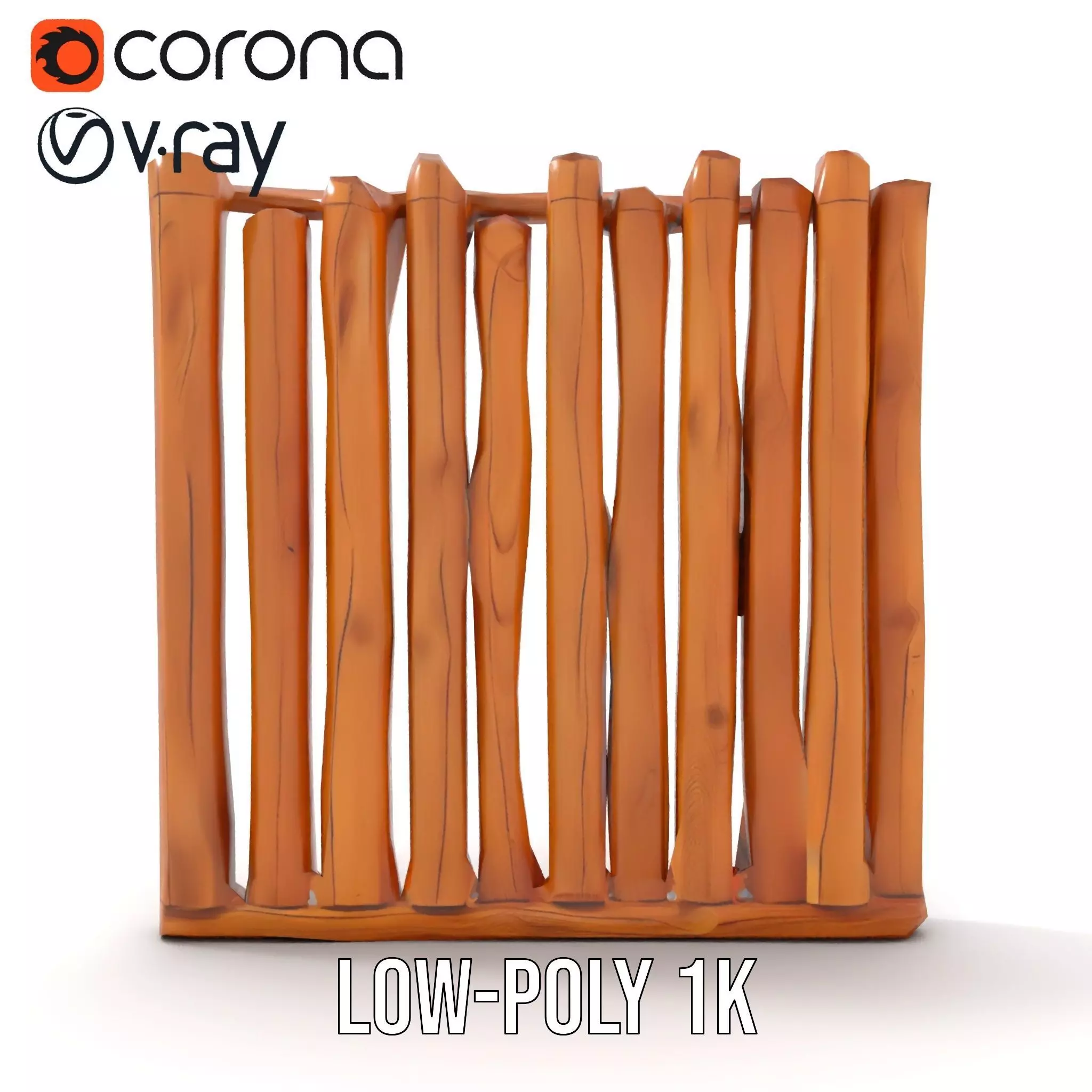 Rustic Wooden Divider model pack Low-poly 3D model_12