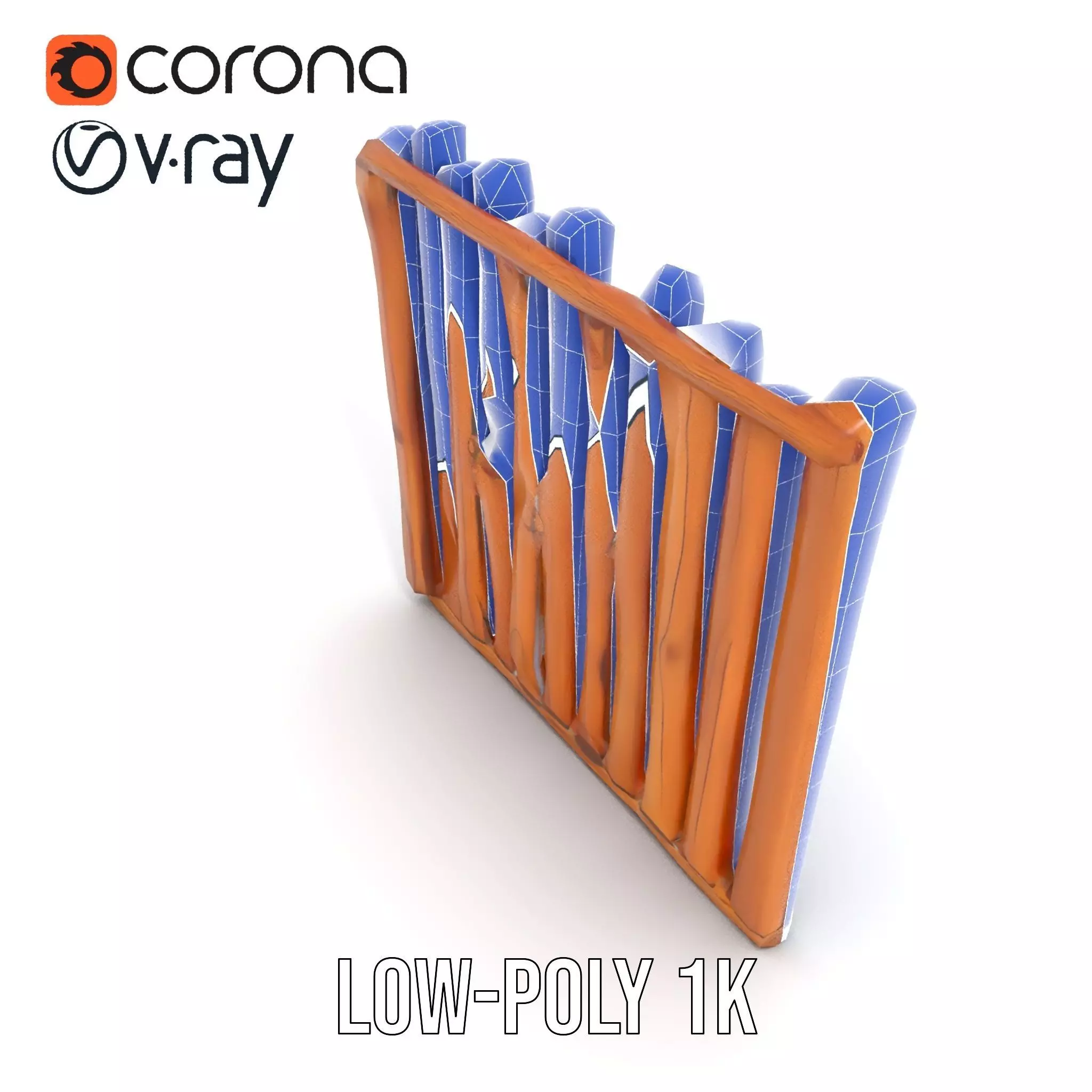 Rustic Wooden Divider model pack Low-poly 3D model_17