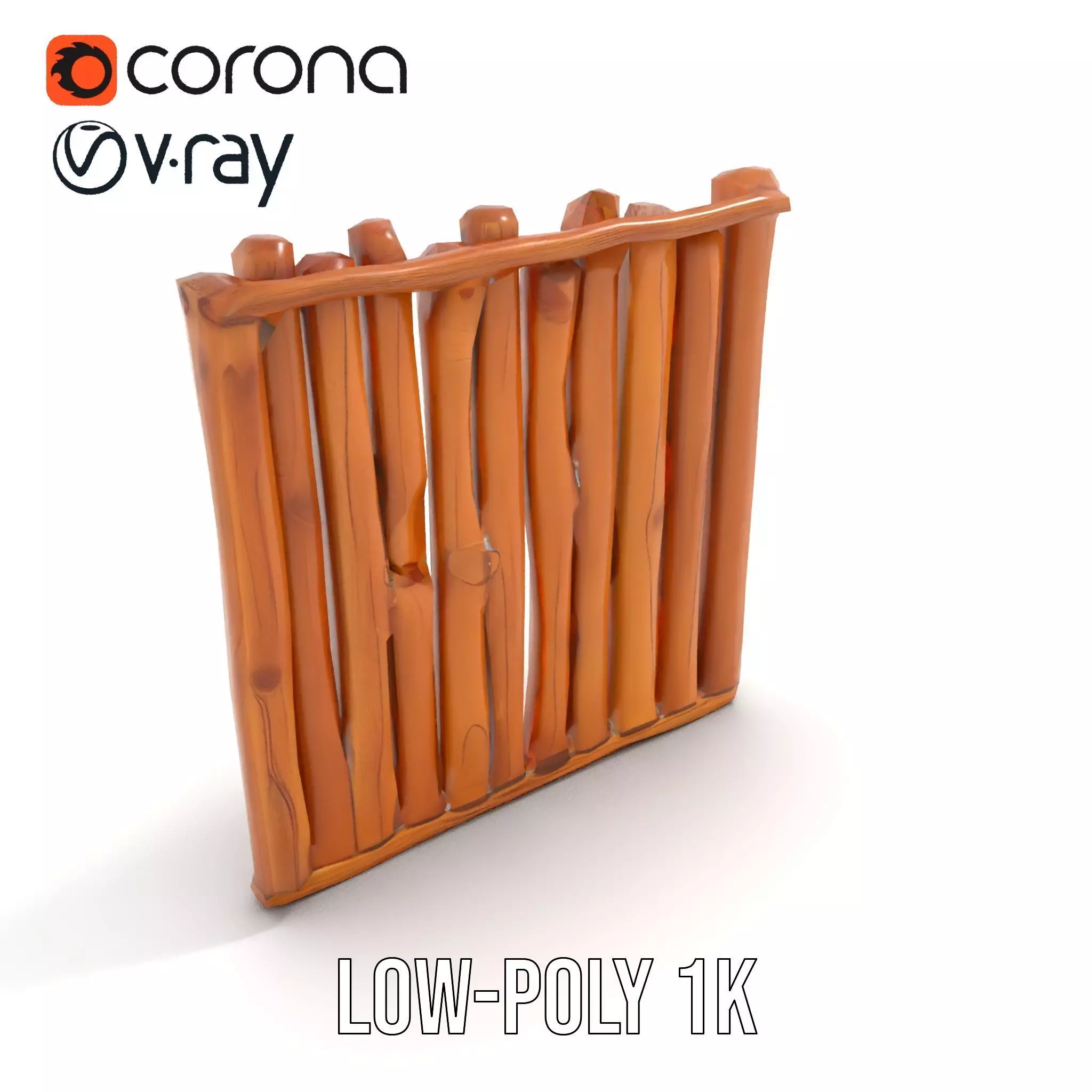 Rustic Wooden Divider model pack Low-poly 3D model_9