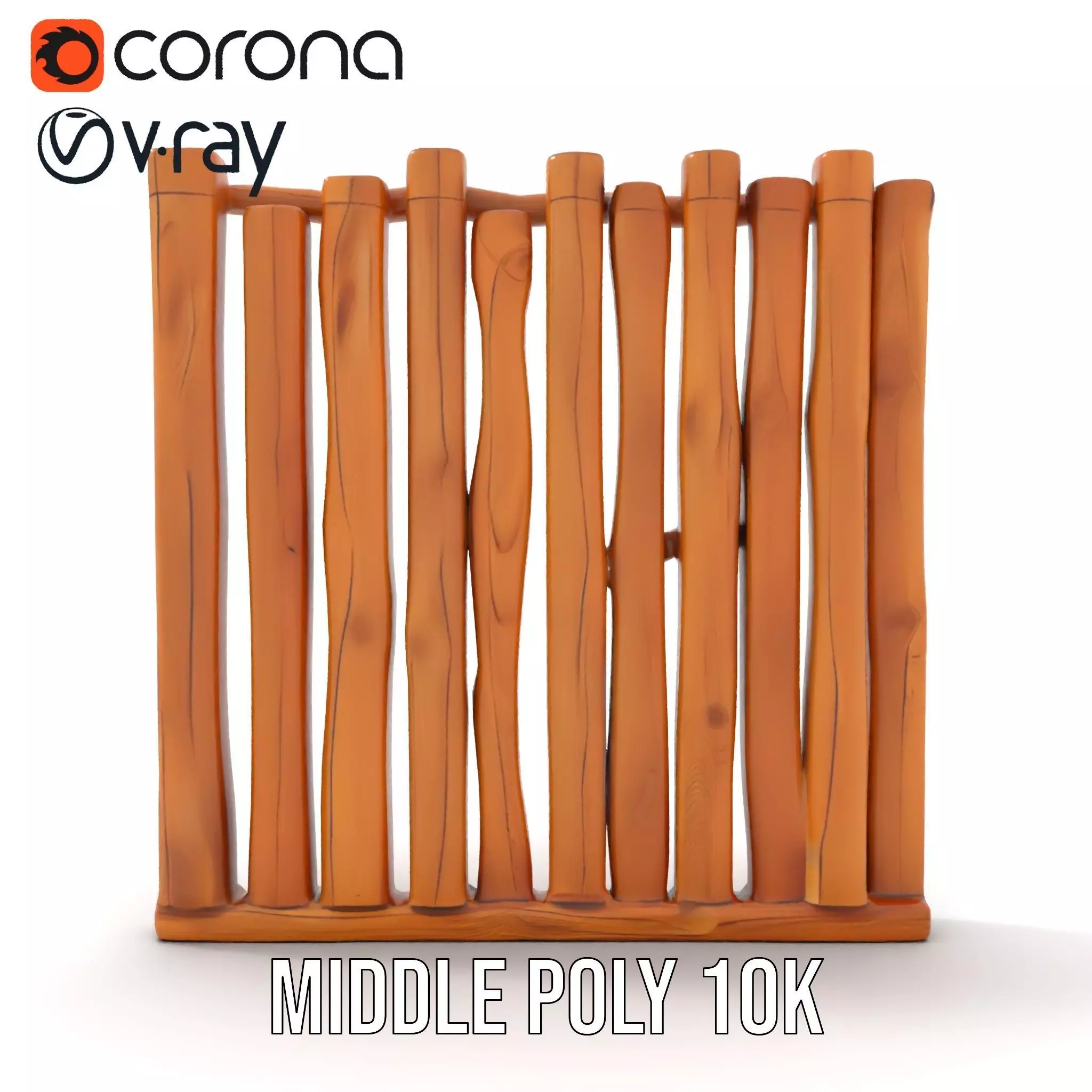 Rustic Wooden Divider model pack Low-poly 3D model_22