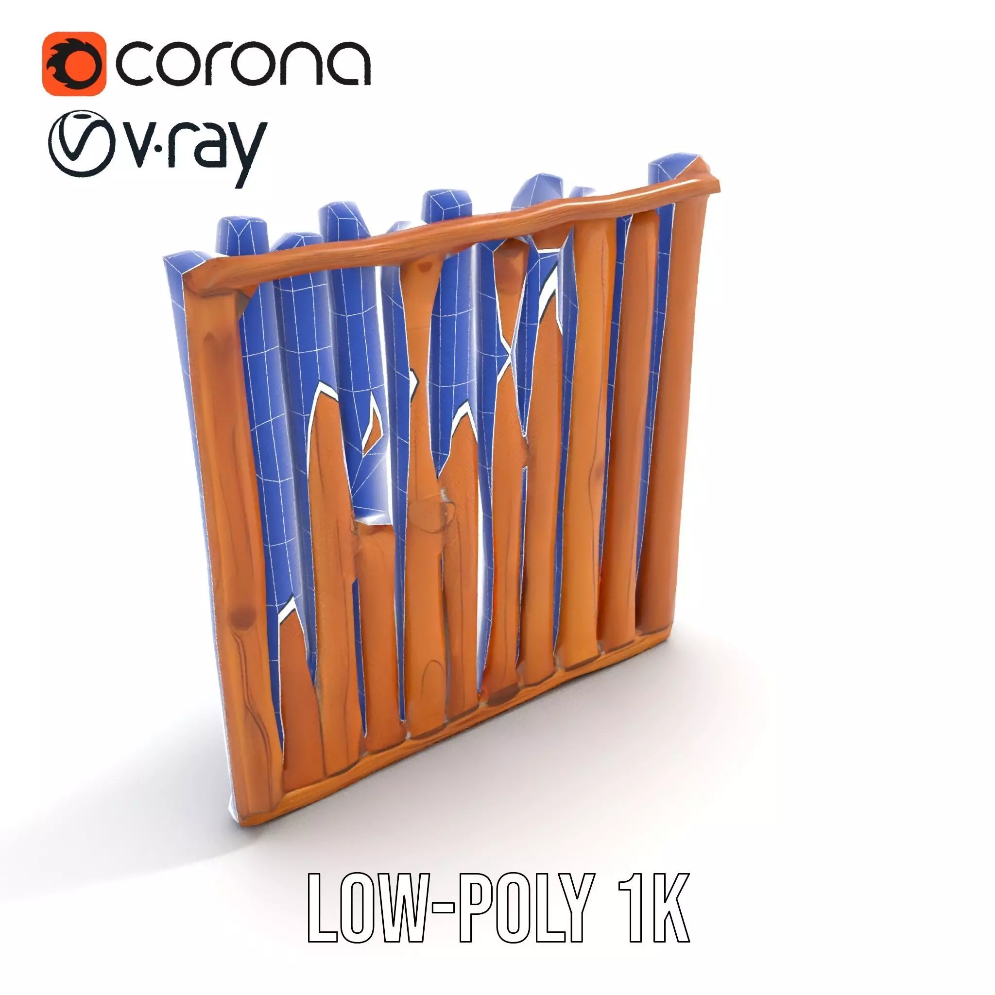 Rustic Wooden Divider model pack Low-poly 3D model_25