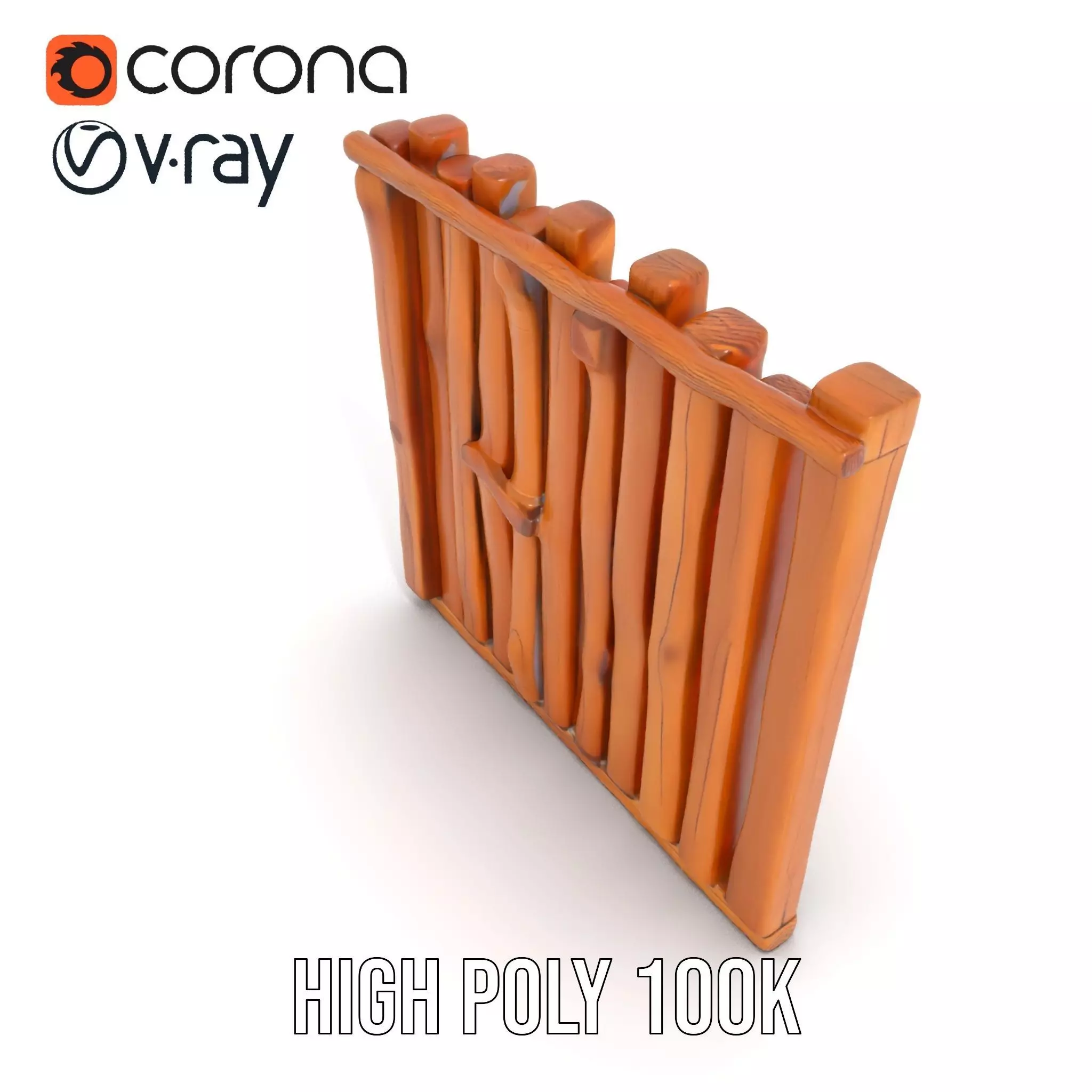 Rustic Wooden Divider model pack Low-poly 3D model_26