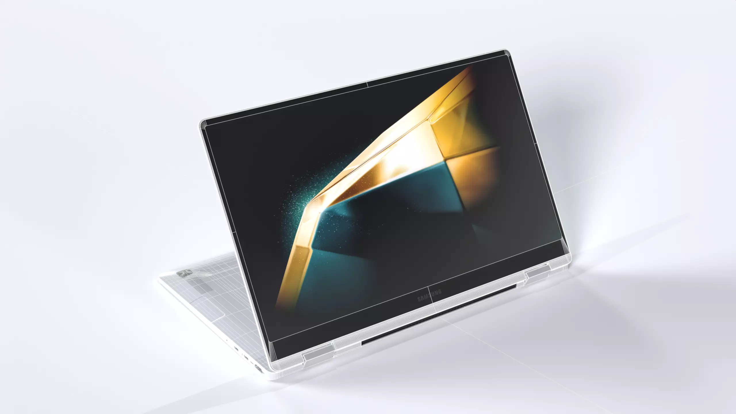 Samsung Galaxy Book 4 360  Silver Low-poly 3D model_2
