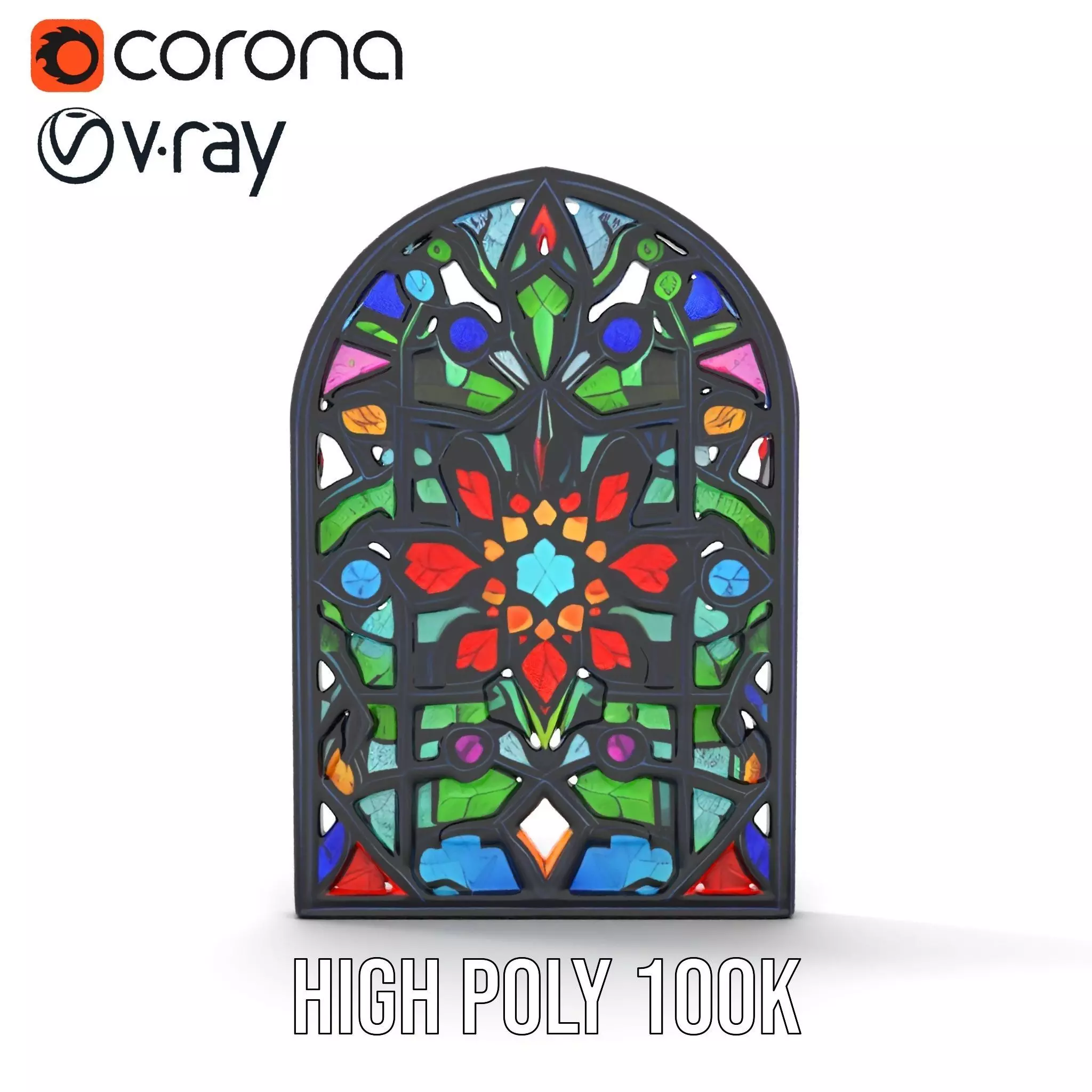 Vibrant Stained Glass Window model pack Low-poly 3D model_33