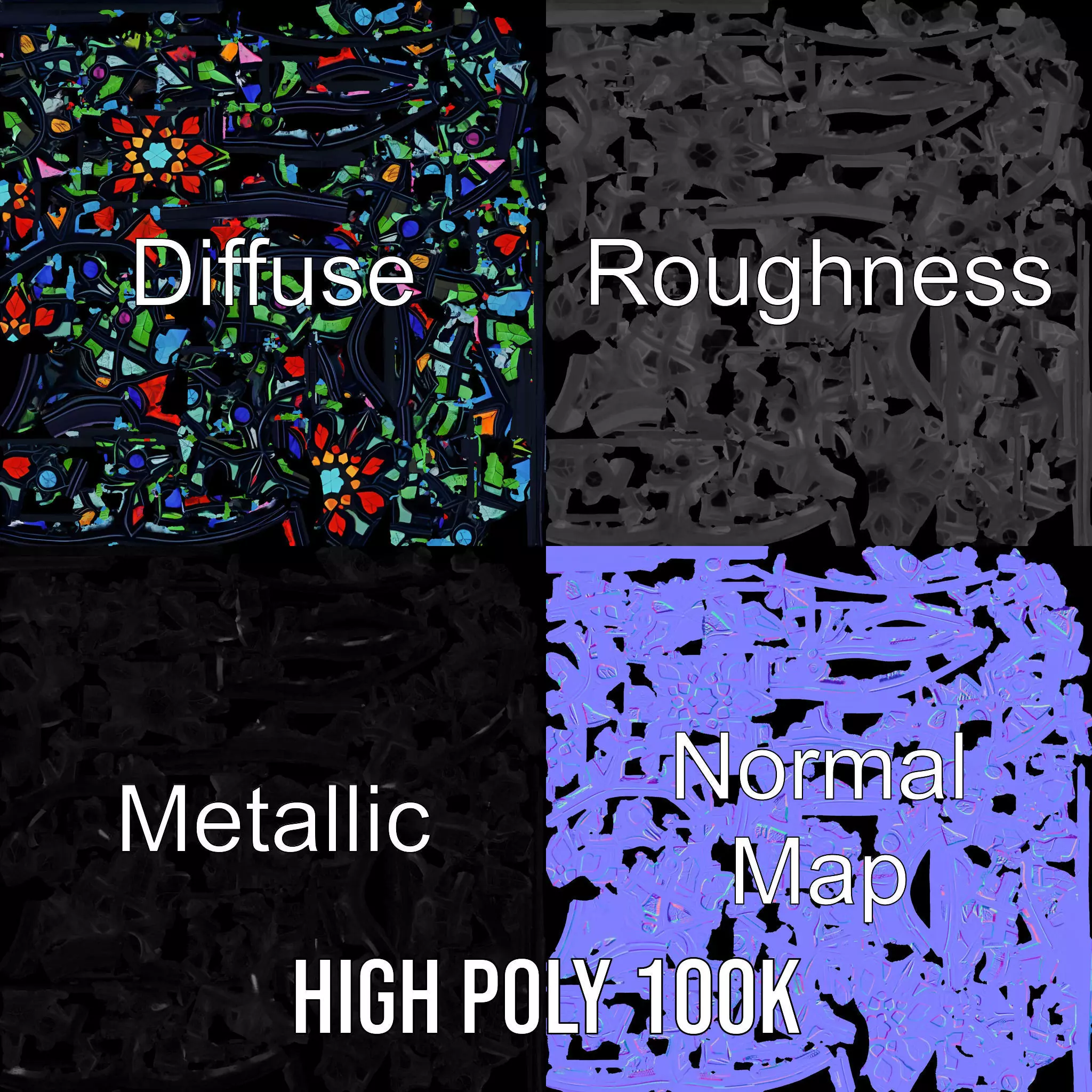 Vibrant Stained Glass Window model pack Low-poly 3D model_3