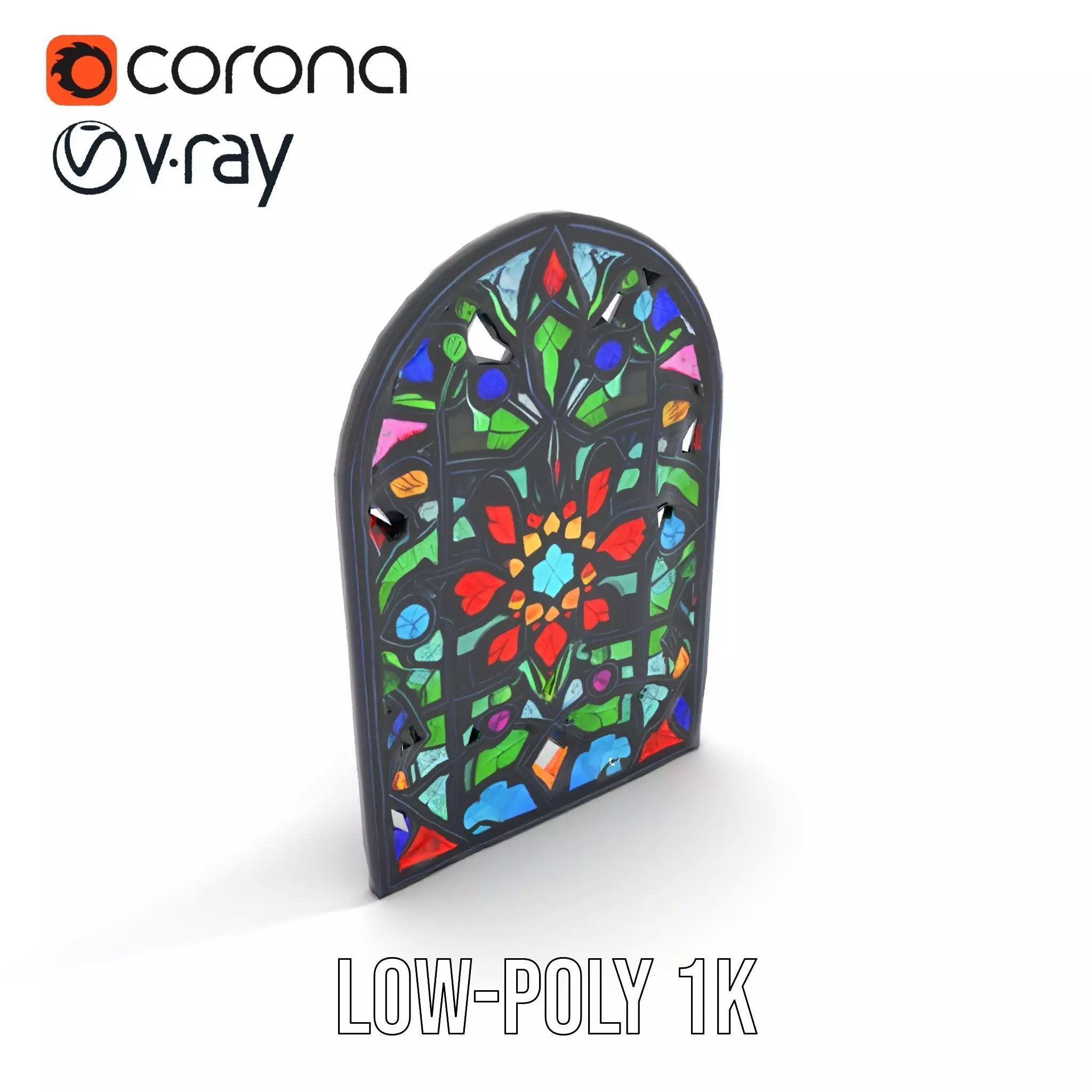 Vibrant Stained Glass Window model pack Low-poly 3D model_11