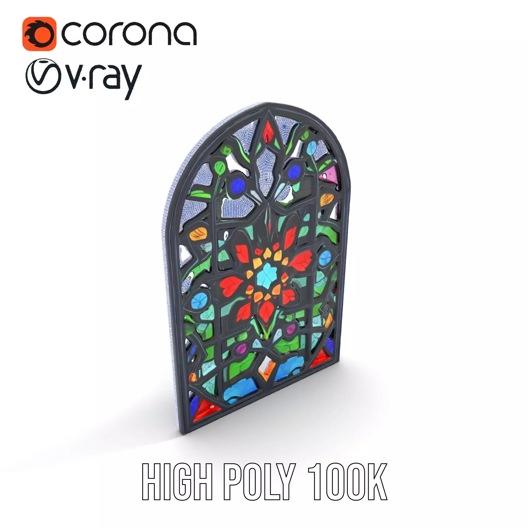 Vibrant Stained Glass Window model pack Low-poly 3D model_28