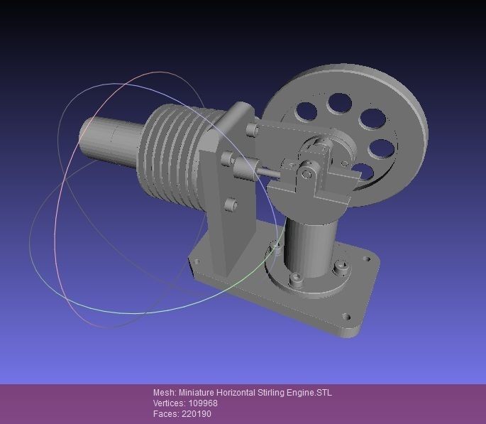 Miniature Horizontal Stirling Engine Free 3D model_2