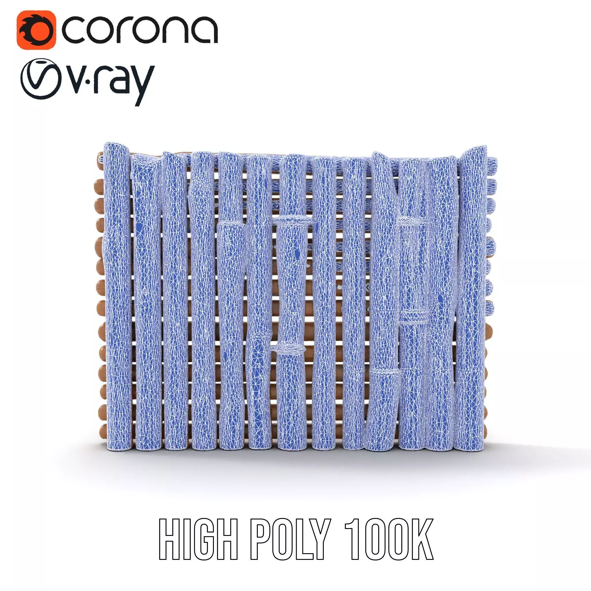 Rustic Wooden Fence model pack Low-poly 3D model_30