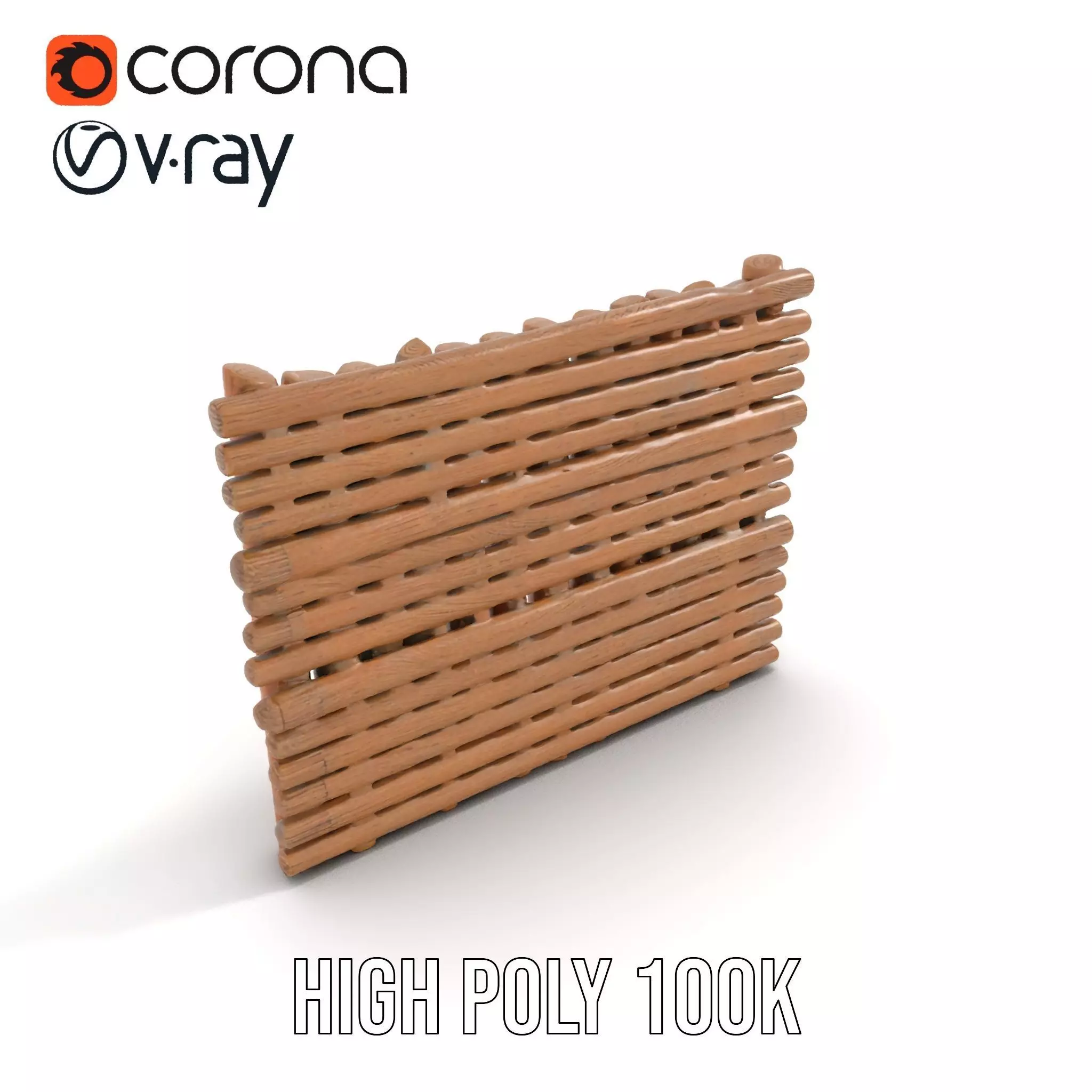 Rustic Wooden Fence model pack Low-poly 3D model_17