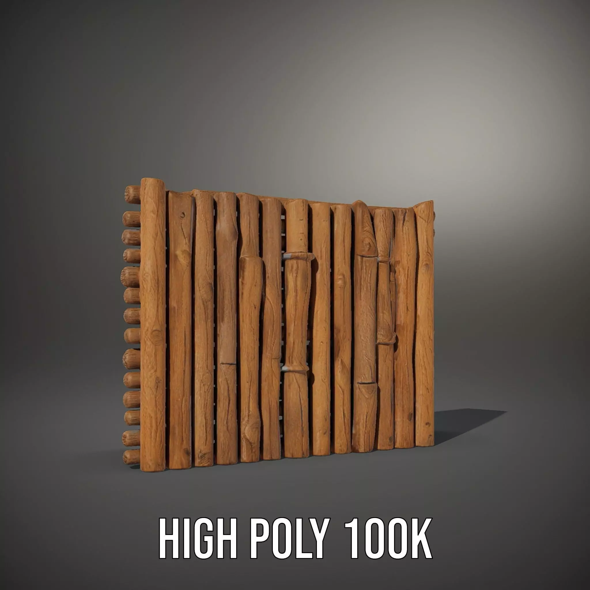 Rustic Wooden Fence model pack Low-poly 3D model_10