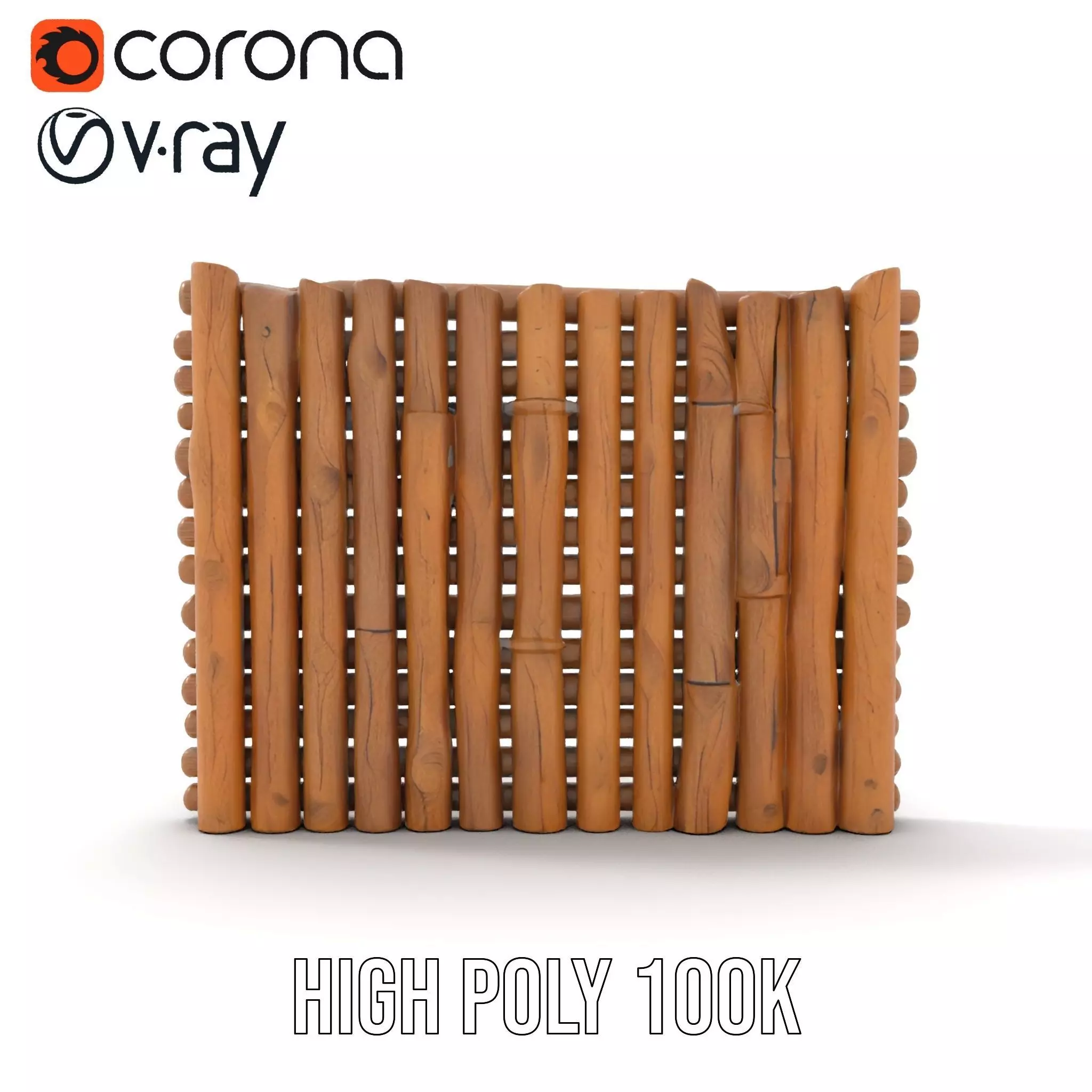 Rustic Wooden Fence model pack Low-poly 3D model_26