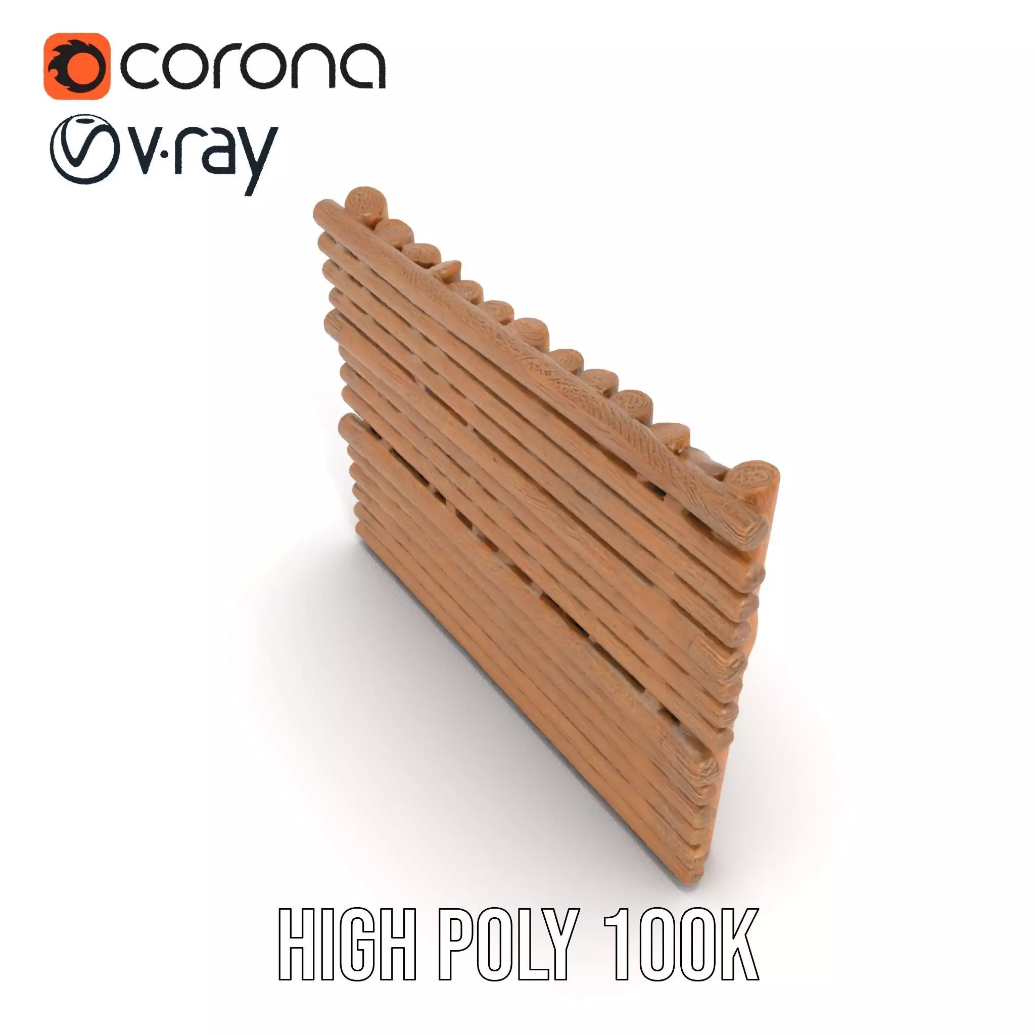 Rustic Wooden Fence model pack Low-poly 3D model_12