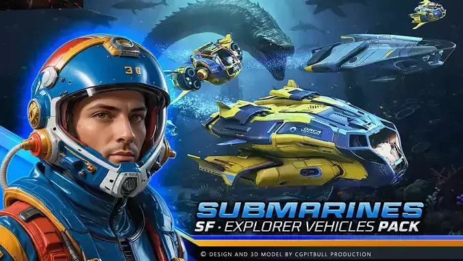 SUBMARINES Explorer PACK Low-poly 3D model
