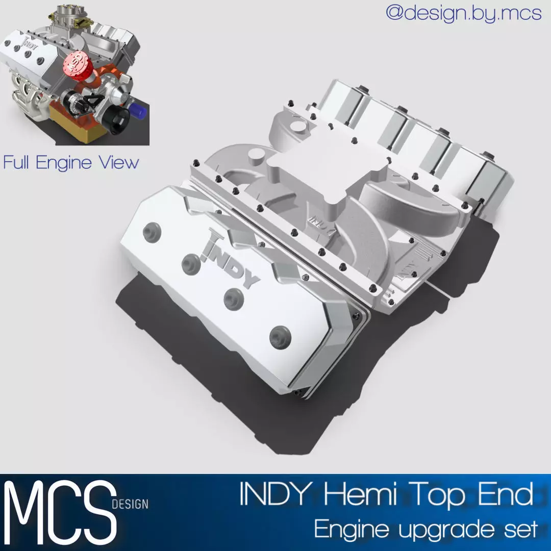 Hemi INDY single carb intake N valve covers 3D print model_0