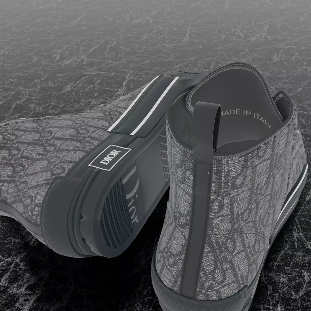 CHRISTIAN DIOR B23 LEAGUE OBLIQUE HIGH 3D SHOES Low-poly 3D model_8