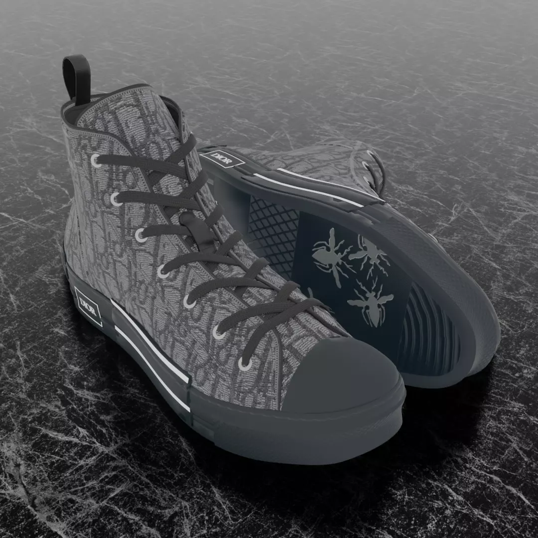 CHRISTIAN DIOR B23 LEAGUE OBLIQUE HIGH 3D SHOES Low-poly 3D model_0