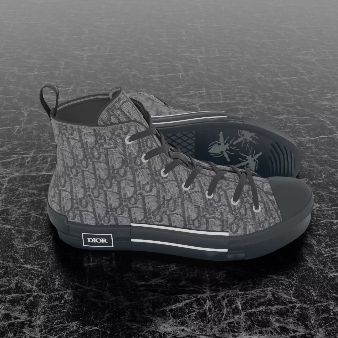 CHRISTIAN DIOR B23 LEAGUE OBLIQUE HIGH 3D SHOES Low-poly 3D model_4
