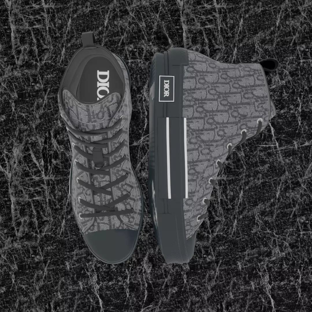 CHRISTIAN DIOR B23 LEAGUE OBLIQUE HIGH 3D SHOES Low-poly 3D model_2