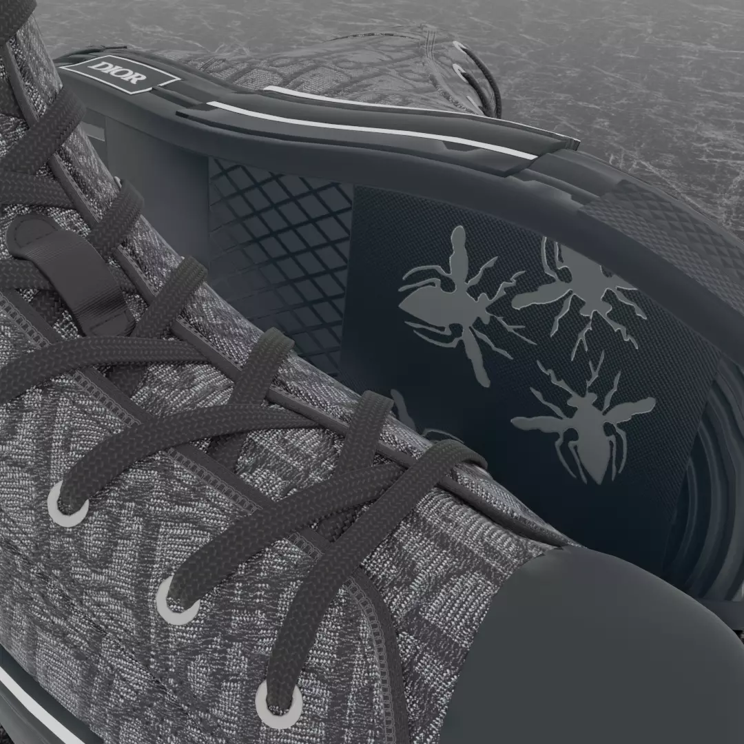 CHRISTIAN DIOR B23 LEAGUE OBLIQUE HIGH 3D SHOES Low-poly 3D model_10