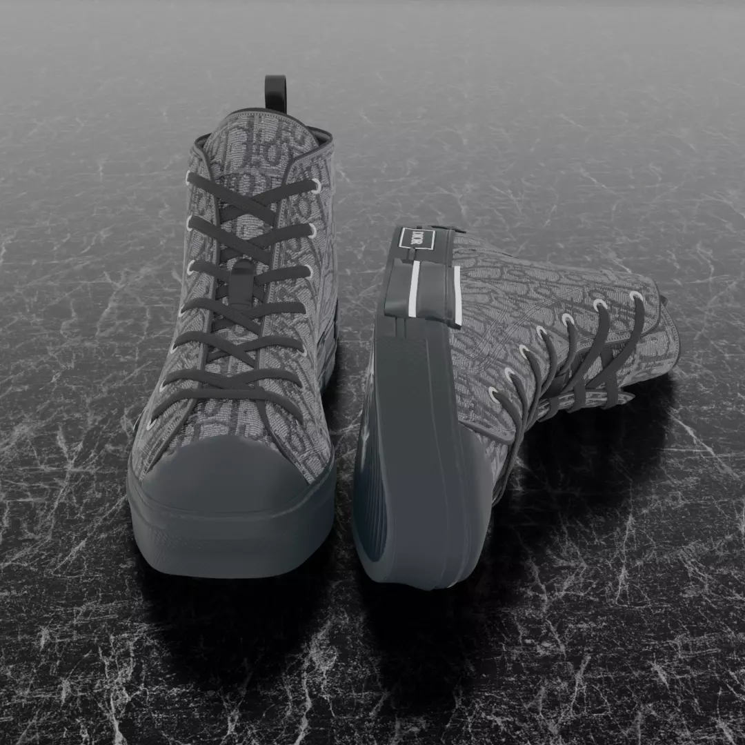 CHRISTIAN DIOR B23 LEAGUE OBLIQUE HIGH 3D SHOES Low-poly 3D model_3
