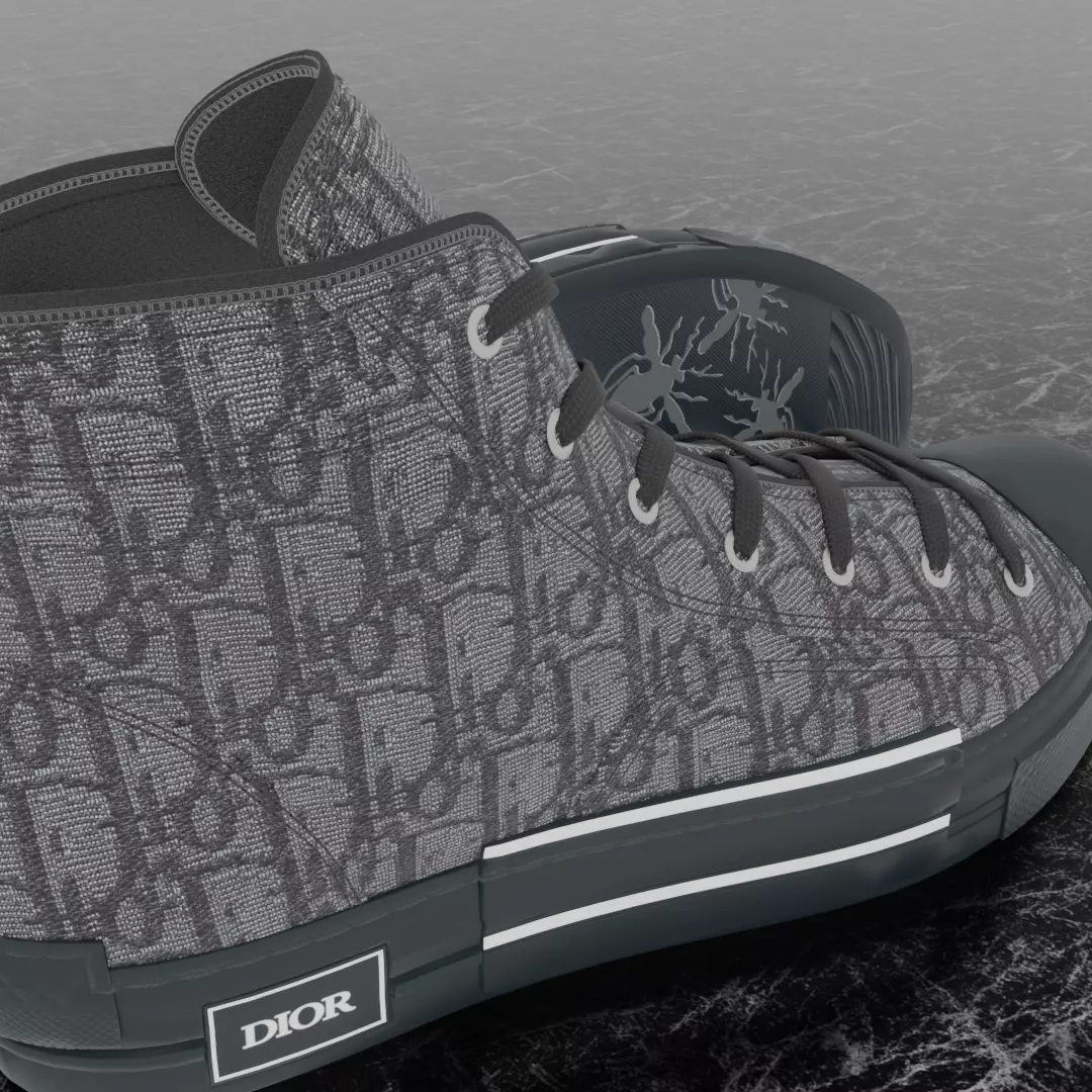 CHRISTIAN DIOR B23 LEAGUE OBLIQUE HIGH 3D SHOES Low-poly 3D model_9