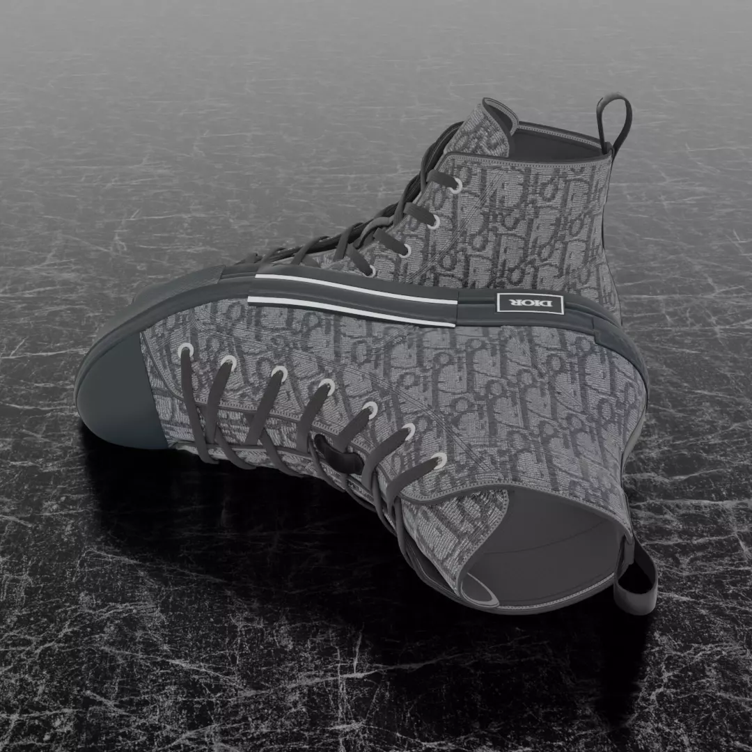 CHRISTIAN DIOR B23 LEAGUE OBLIQUE HIGH 3D SHOES Low-poly 3D model_7