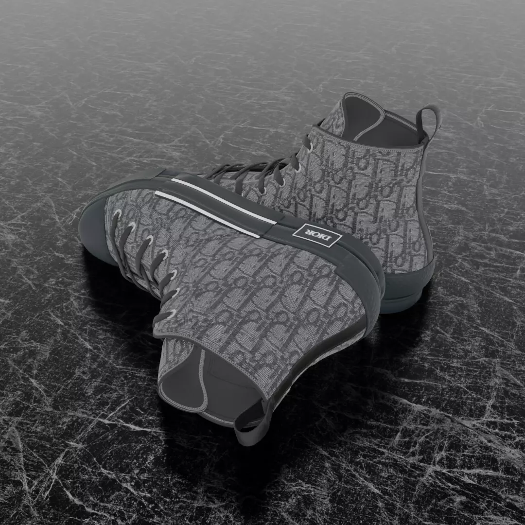 CHRISTIAN DIOR B23 LEAGUE OBLIQUE HIGH 3D SHOES Low-poly 3D model_6