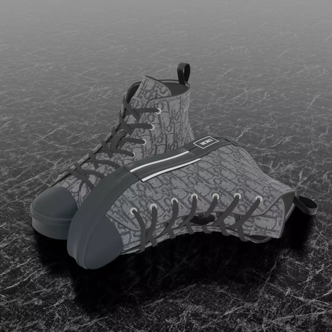 CHRISTIAN DIOR B23 LEAGUE OBLIQUE HIGH 3D SHOES Low-poly 3D model_1
