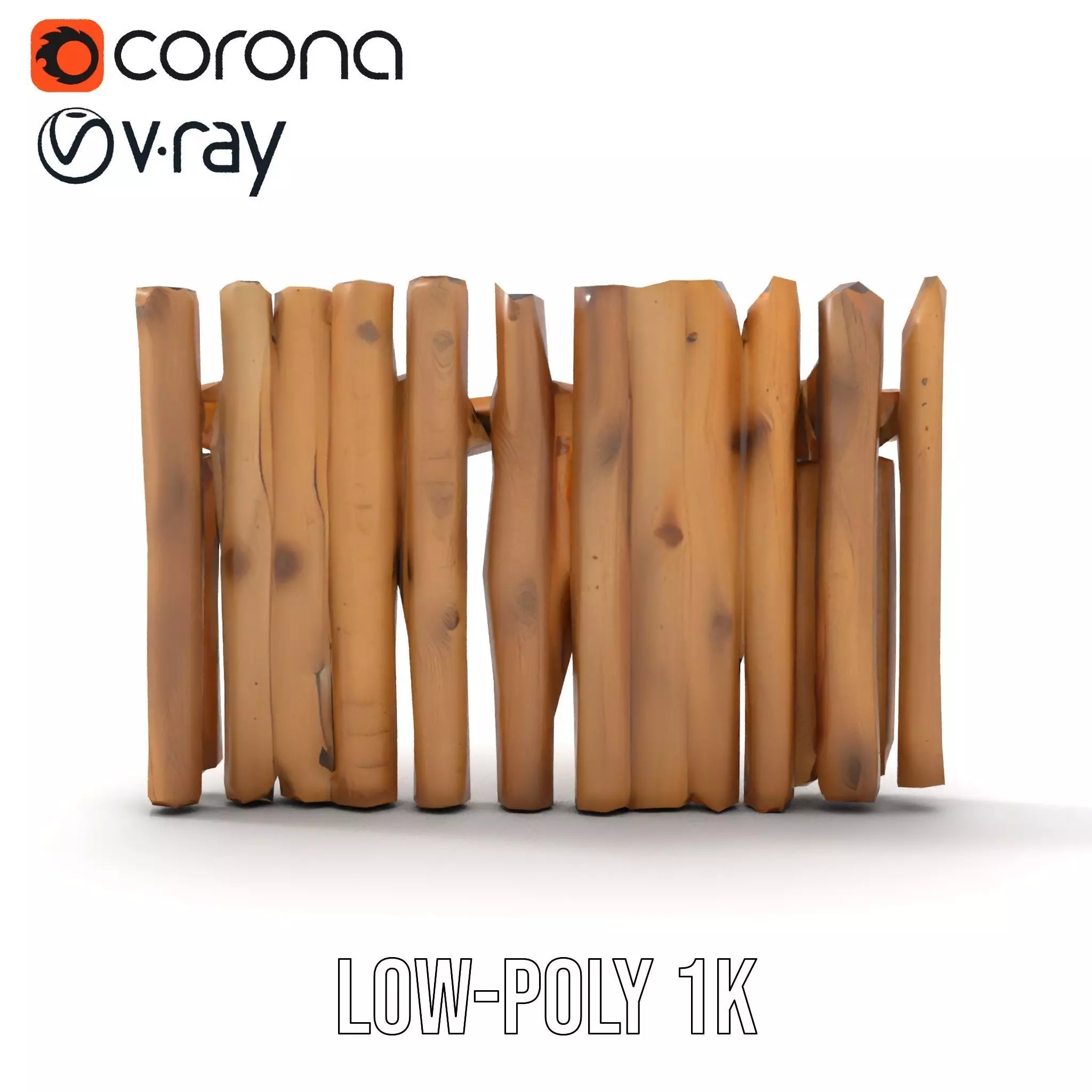 Natural Wood Privacy Fence model pack Low-poly 3D model_14