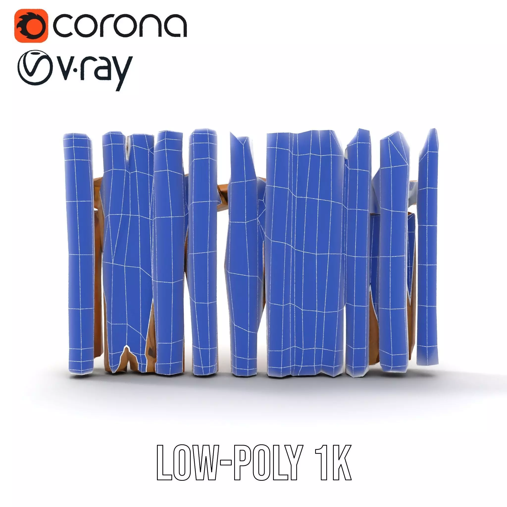 Natural Wood Privacy Fence model pack Low-poly 3D model_27