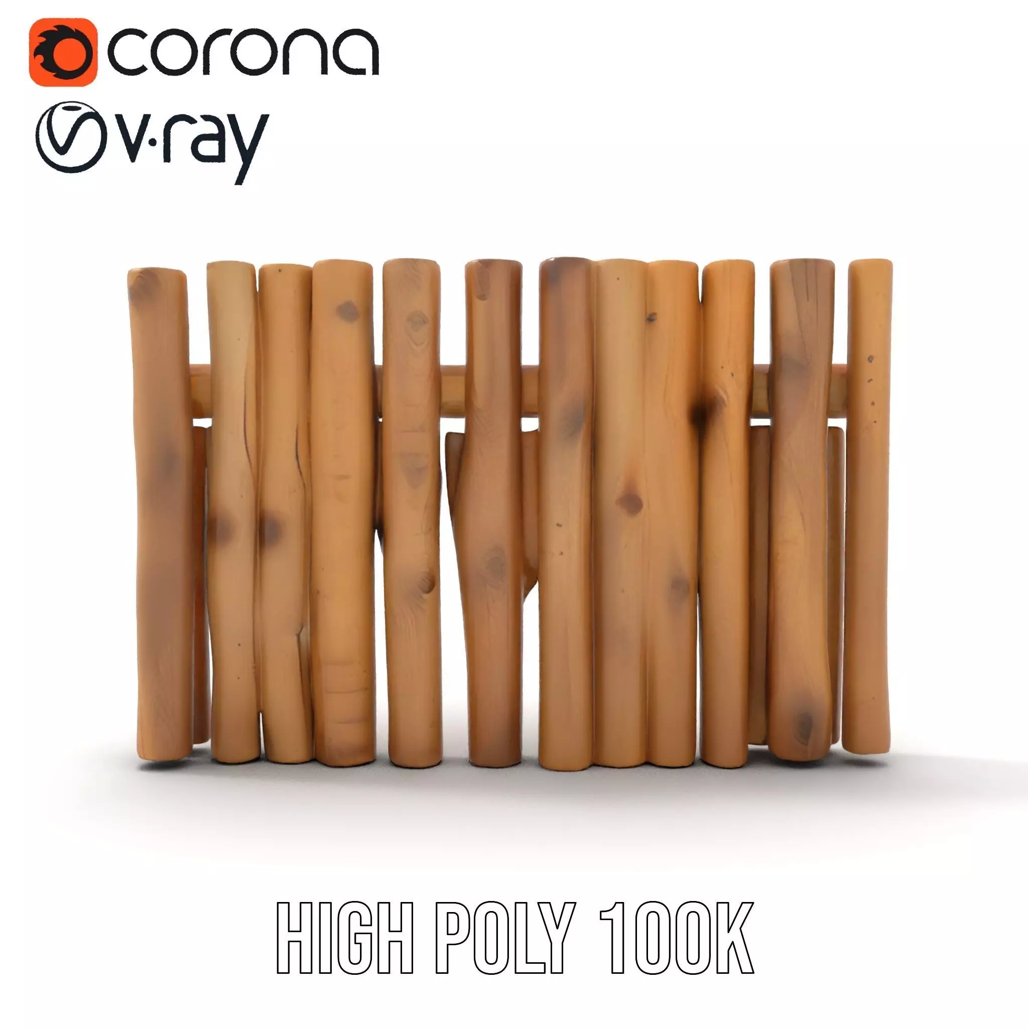 Natural Wood Privacy Fence model pack Low-poly 3D model_31