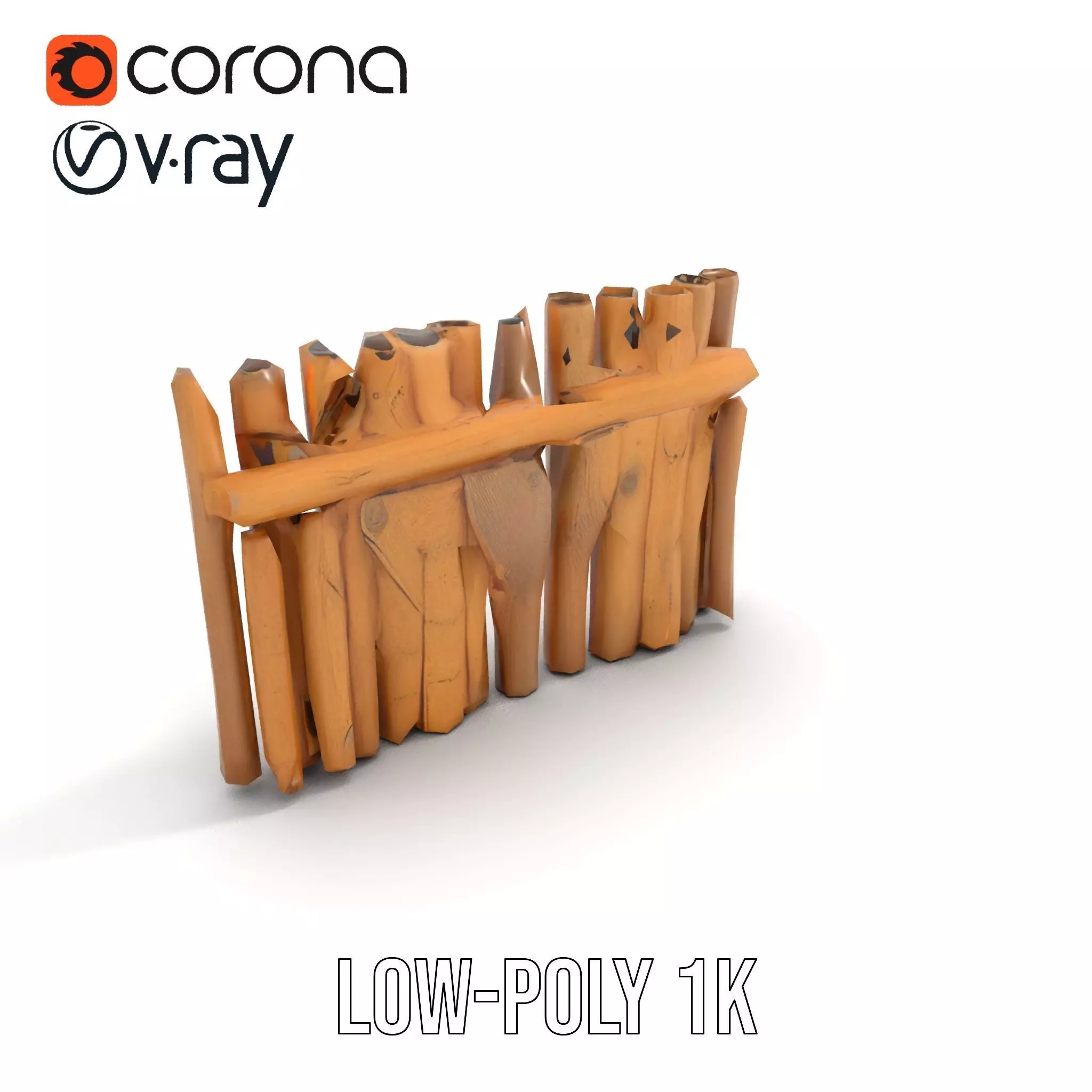 Natural Wood Privacy Fence model pack Low-poly 3D model_9