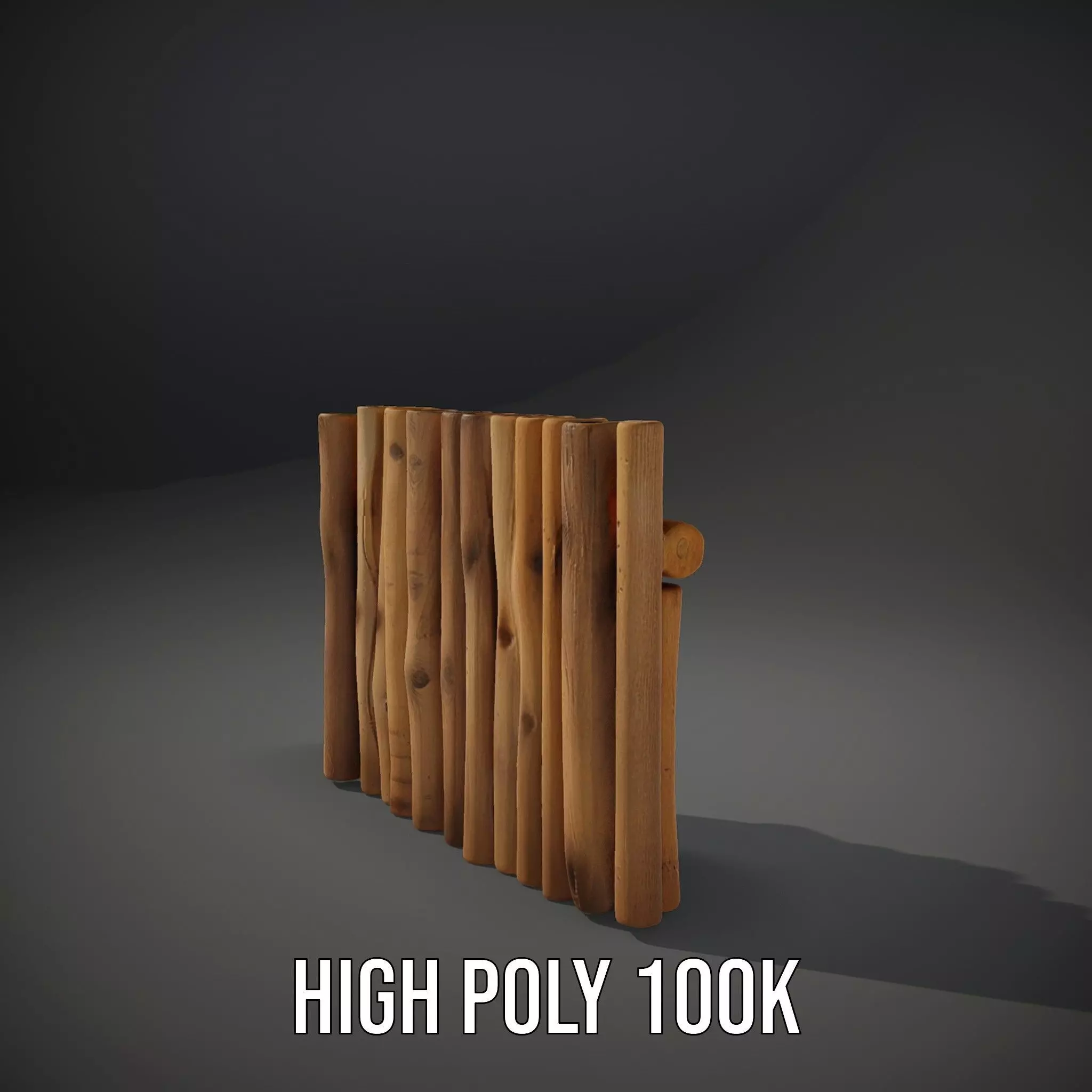 Natural Wood Privacy Fence model pack Low-poly 3D model_10