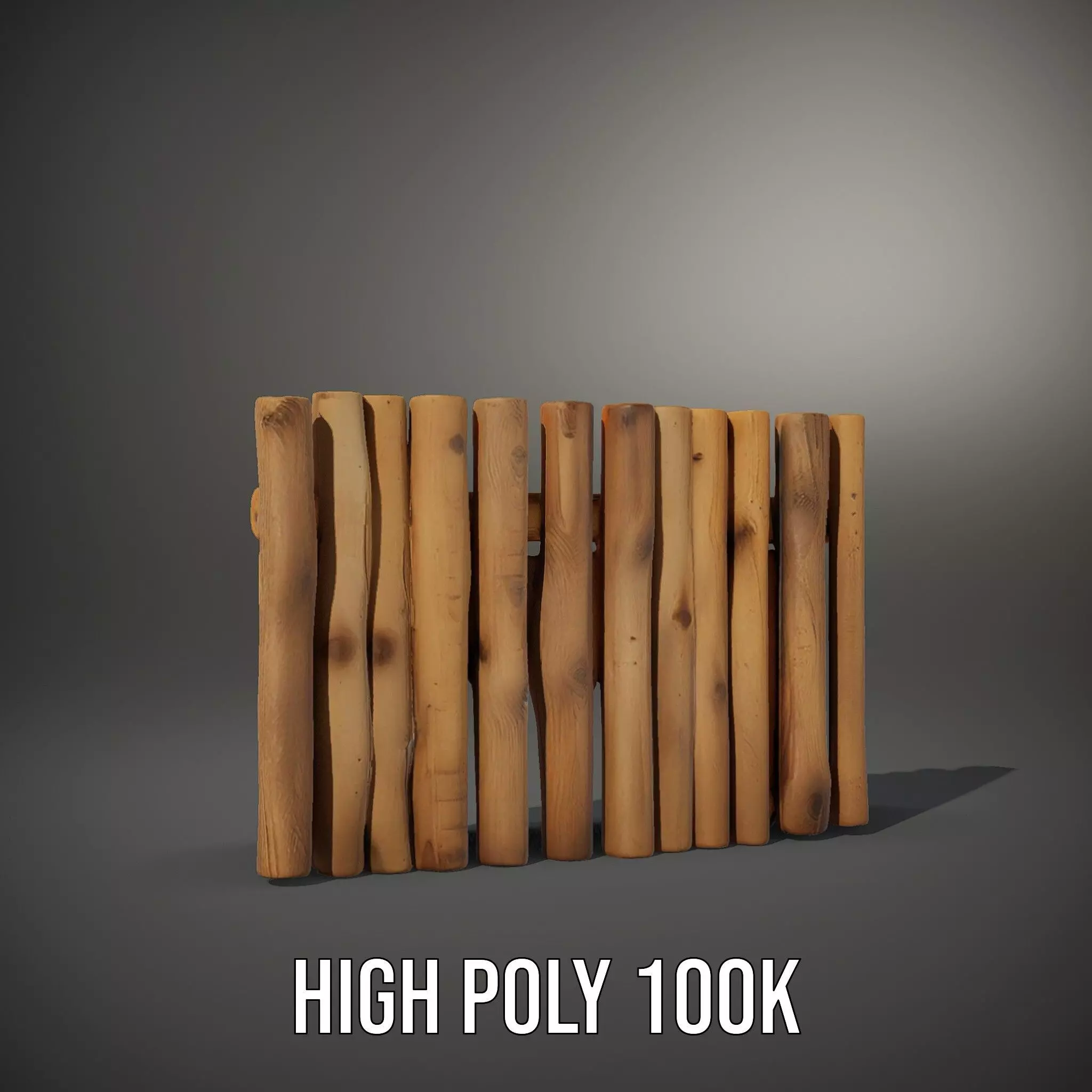 Natural Wood Privacy Fence model pack Low-poly 3D model_8