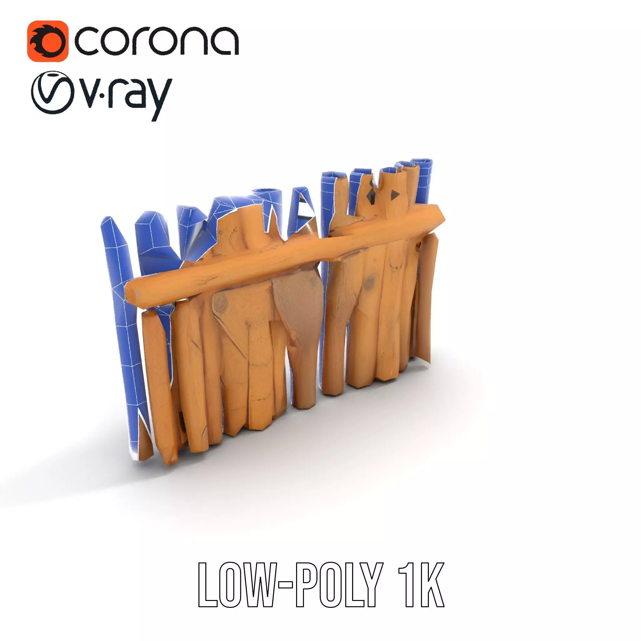 Natural Wood Privacy Fence model pack Low-poly 3D model_19