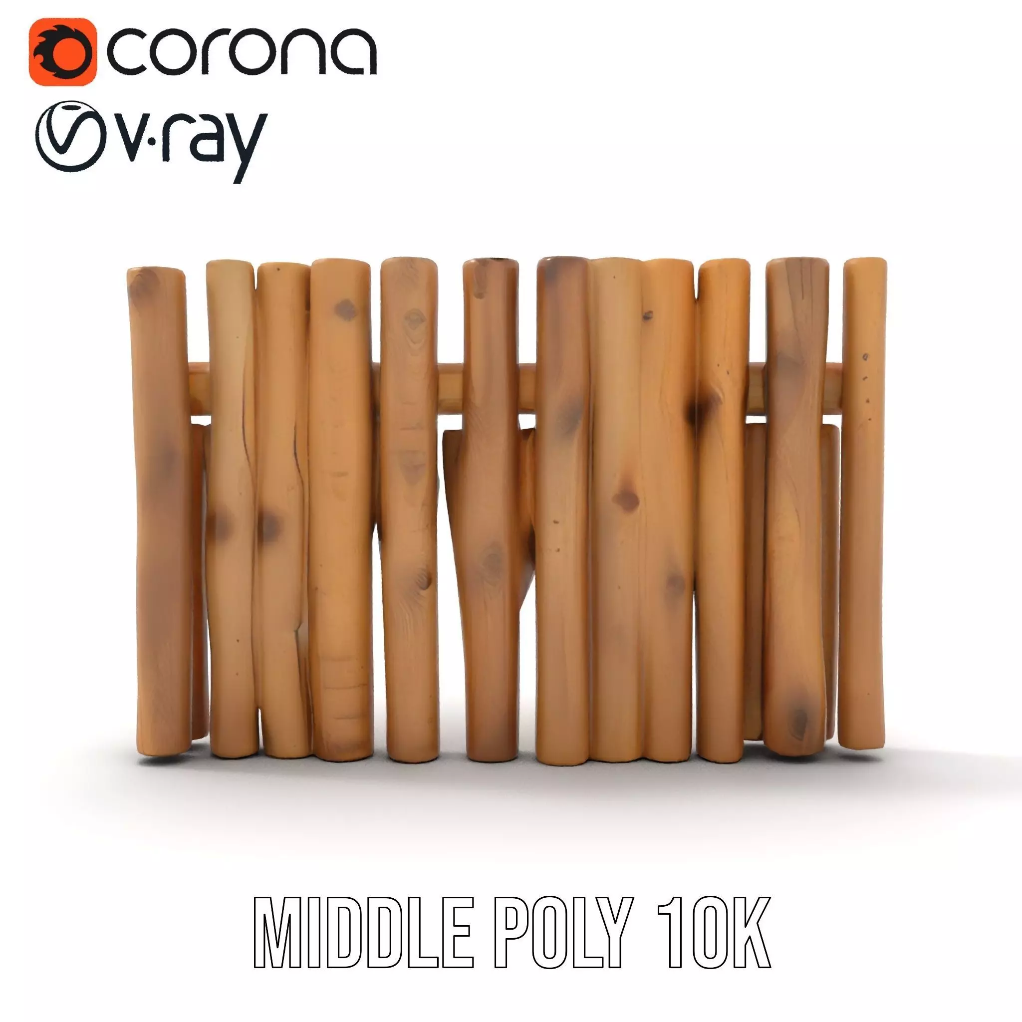 Natural Wood Privacy Fence model pack Low-poly 3D model_6