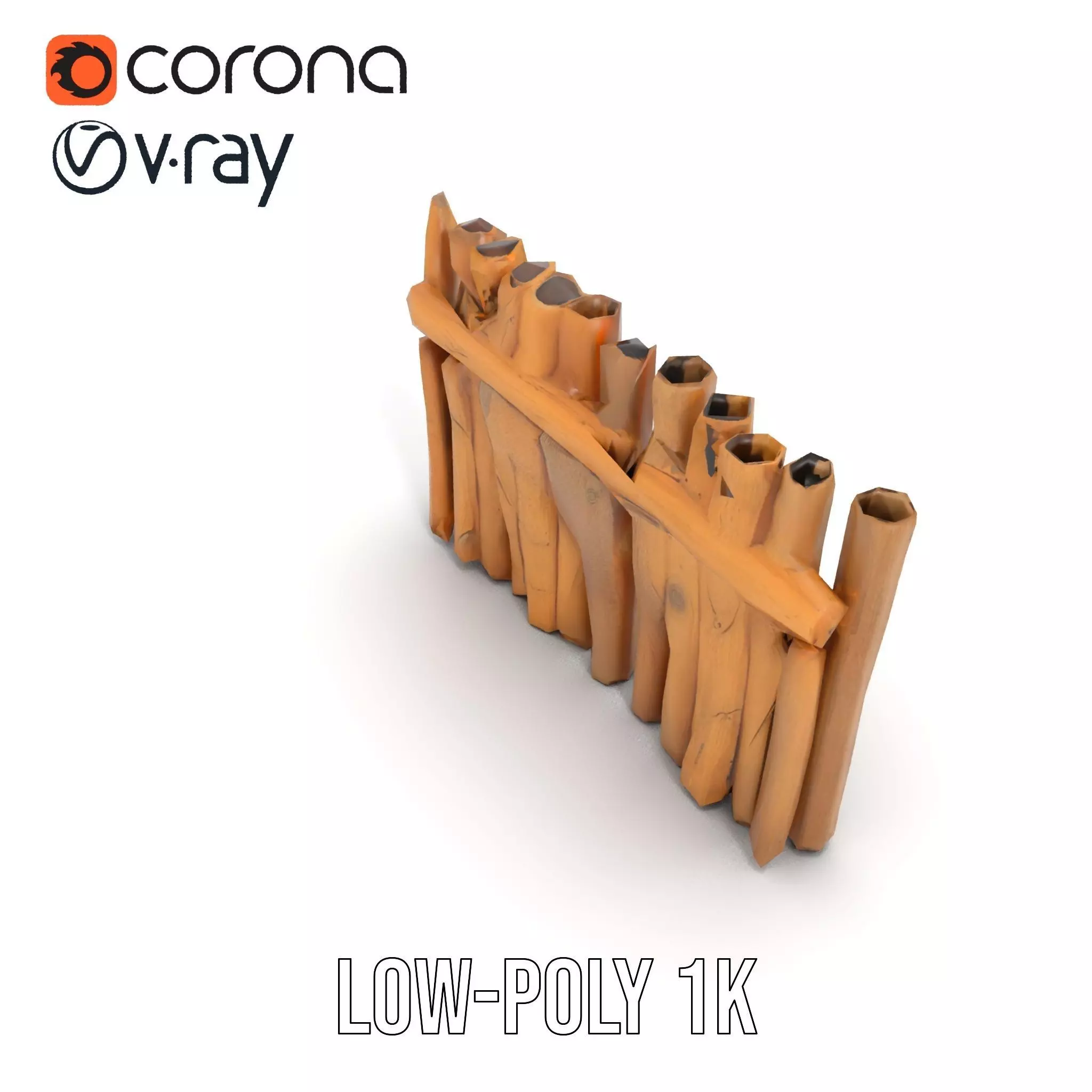 Natural Wood Privacy Fence model pack Low-poly 3D model_7
