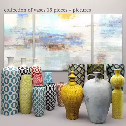 Collection vases 9 pieces 3D model