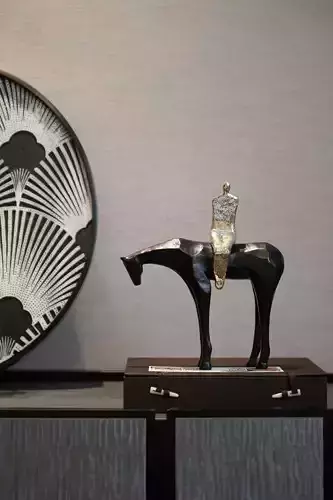 Modern Abstract Horse and Rider Sculpture Minimalist Home Decor