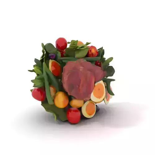 Colorful Salad Dish model pack Low-poly 3D model 6