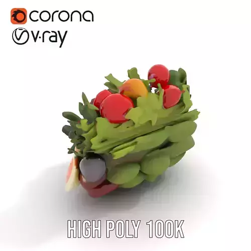 Colorful Salad Dish model pack Low-poly 3D model 5