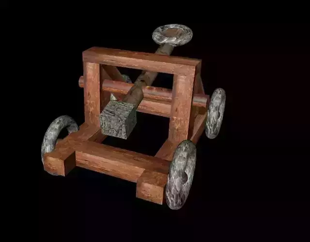 Catapult 3D wooden cannon Free 3D model